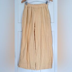 Butter Yellow Abercrombie & Fitch Pull on Linen blend Wide-Leg Pants